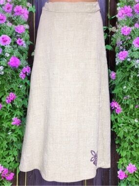 VTG An Spallpin Fanach Maxi Skirt 100% Pure Irish Linen Celtic Lagenlook Coastal